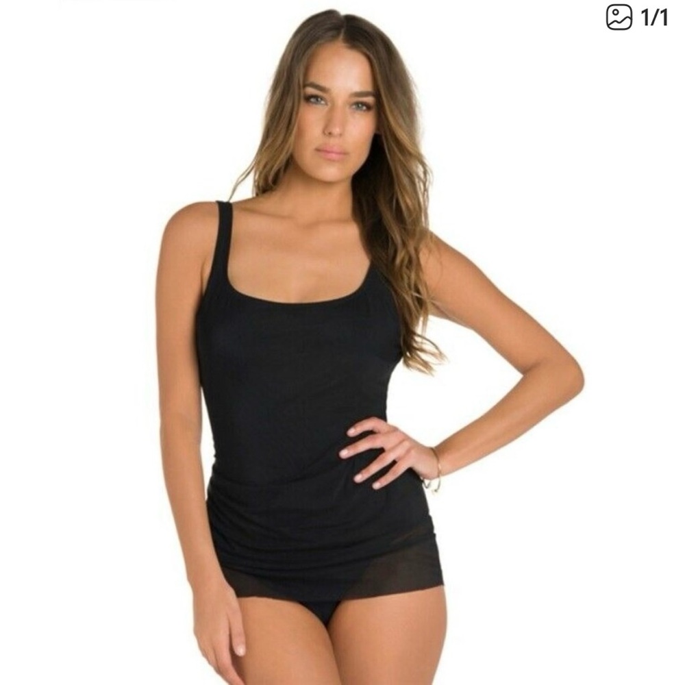 Amoressa by Miraclesuit Black Sophia Mesh Skirted One Piece Size 6 NWT Shapewear